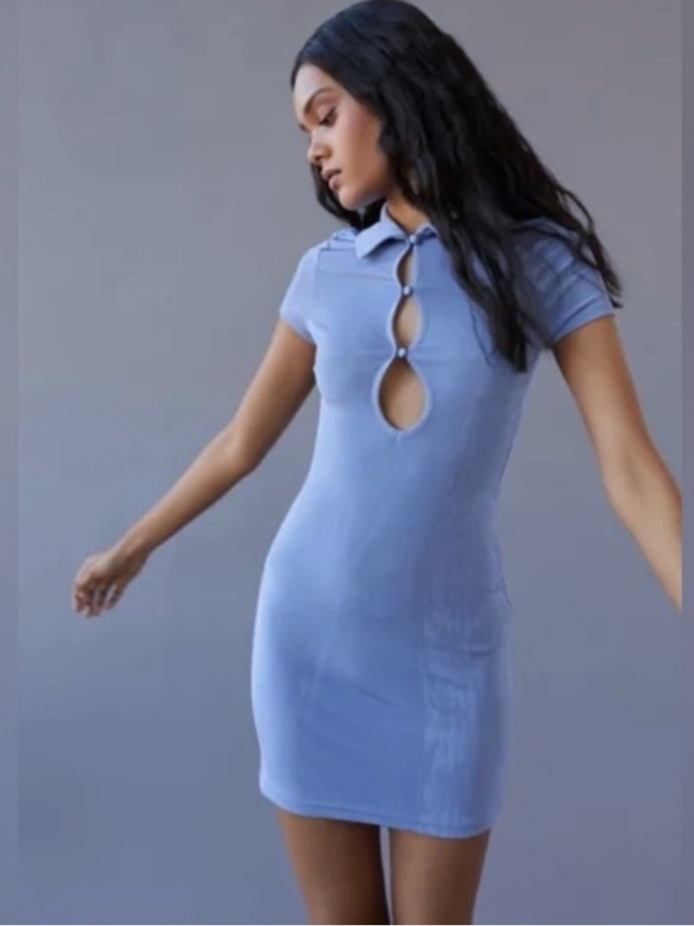 Urban Outfitters Christy Keyhole Mini Collared Dress
